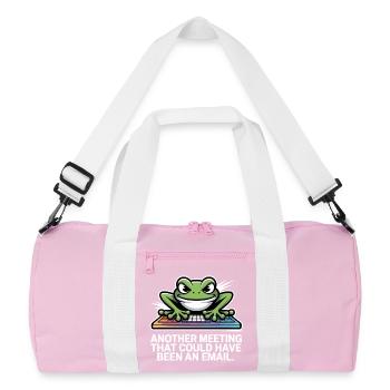 Frosch Tastatur Meme – Meeting statt E-Mail - Recycelte Duffel Bag - Rosa/Weiß - Vorne
