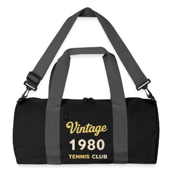 Cadeau d’anniversaire rétro vintage du club de tennis des années 1980 - Sac de sport recyclé - noir/gris graphite - Devant