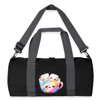 Kunterbunte Marshmallow Kaffeetasse - Recycelte Duffel Bag - Schwarz/Graphitgrau - Vorne