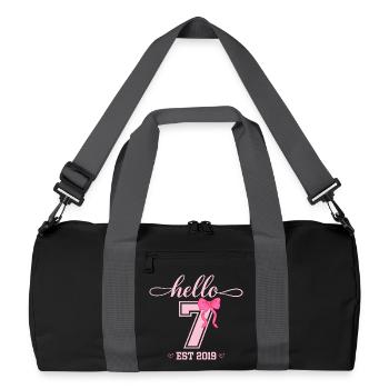 Bonjour 7 Est 2019 Girl Birthday Design - Sac de sport recyclé - noir/gris graphite - Devant