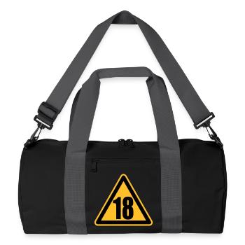 Warning 18 | Achtung 18 - Sac de sport recyclé - noir/gris graphite - Devant