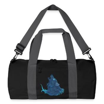 Heulender blauer Wolf - Guide Loup Bleu - Recycelte Duffel Bag - Schwarz/Graphitgrau - Vorne