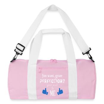 Perfection Goes Next to Me - Recycled Duffel Bag - pink/white - Front