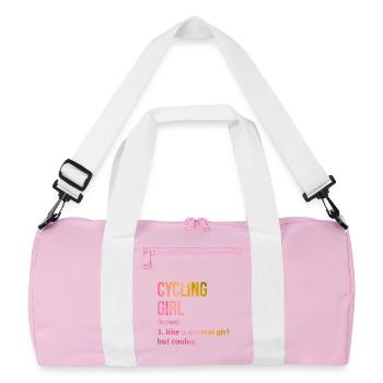 Cycling Girl Lustiges Zitat - Recycelte Duffel Bag - Rosa/Weiß - Vorne