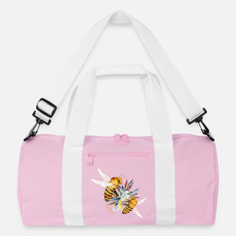 Two flying bees hand drawn Recycled Duffel Bag