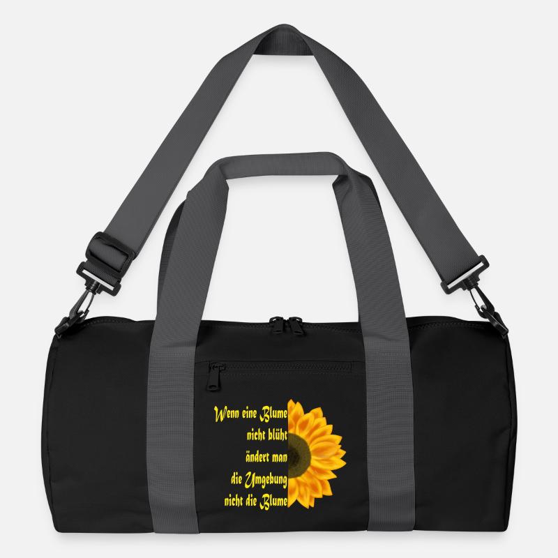 Sonnenblume trifft Textkunst Recycelte Duffel Bag