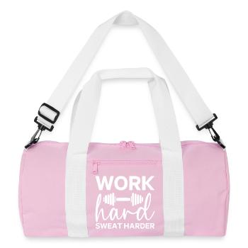 Motivational Fitness Handwritten Design - Recycled Duffel Bag - pink/white - Front