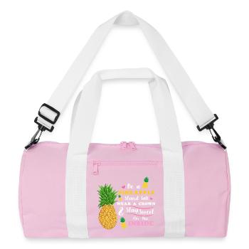 be a pineapple stand tall wear a crown stay sweet  - Recycled Duffel Bag - pink/white - Front