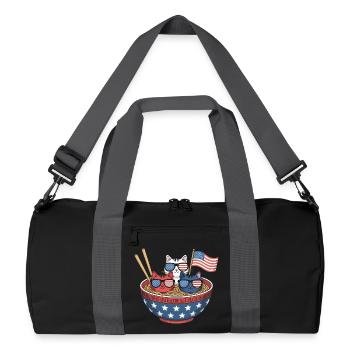 Ramen Cat Noodles Cute Independence Day 4th of - Recycled Duffel Bag - black/graphite grey - Front