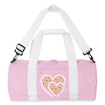 Herz mit Leopardmuster - Recycelte Duffel Bag - Rosa/Weiß - Vorne