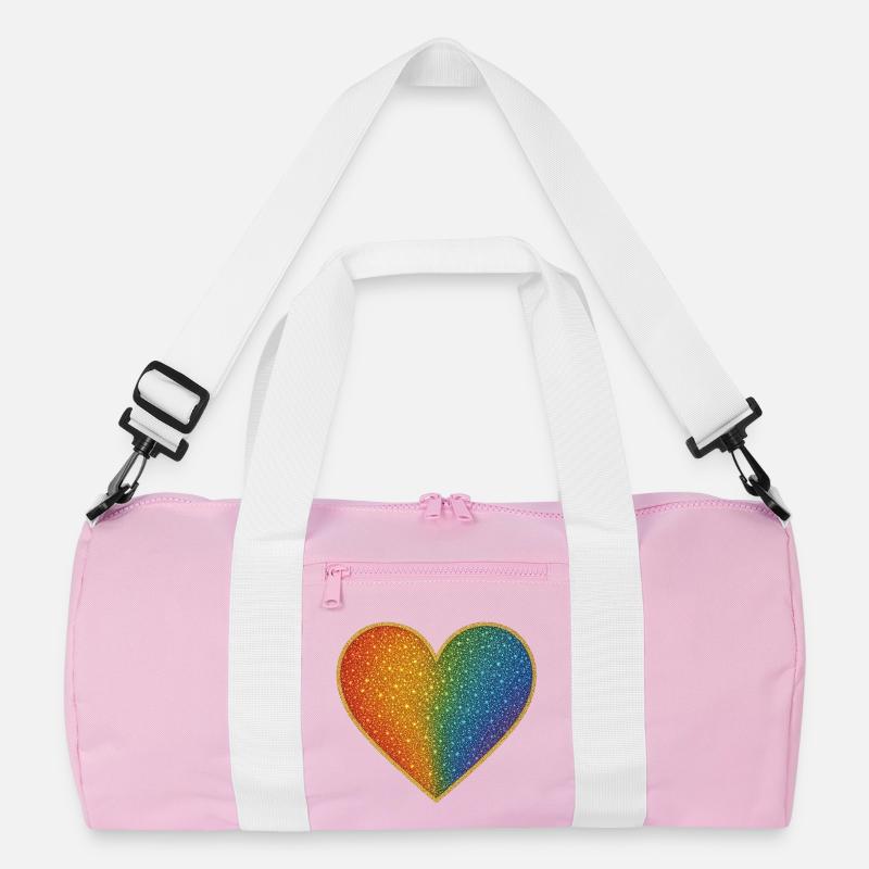 Funkelndes Regenbogenherz Design Recycelte Duffel Bag