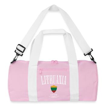 Lithuanian pride, minimalist elegant design - Recycled Duffel Bag - pink/white - Front