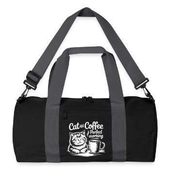Cat love and coffee enjoyment - Recycled Duffel Bag - black/graphite grey - Front