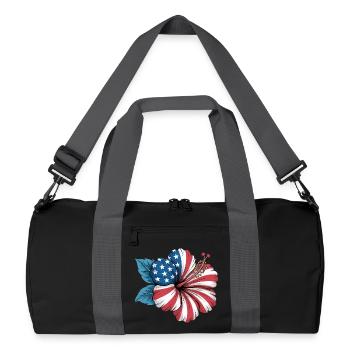Florist Hibiscus Flower Independence Day 4th of - Recycled Duffel Bag - black/graphite grey - Front