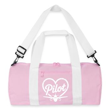Pilot Flugzeug Design - Recycelte Duffel Bag - Rosa/Weiß - Vorne