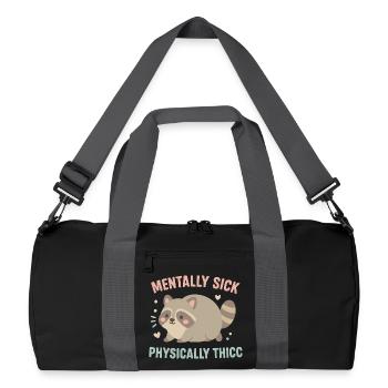 Mentalement malade physiquement Thicc Humour de raton laveur - Sac de sport recyclé - noir/gris graphite - Devant