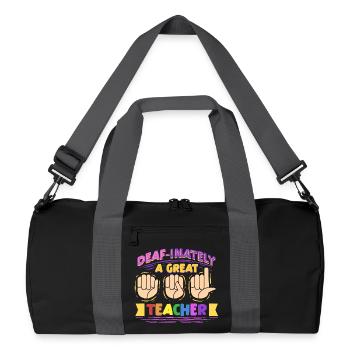 ASL Dolmetscher Deaf-Inately A Great Teacher - Recycelte Duffel Bag - Schwarz/Graphitgrau - Vorne