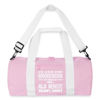 Ich gehe Bogenschießen - Recycelte Duffel Bag - Rosa/Weiß - Vorne