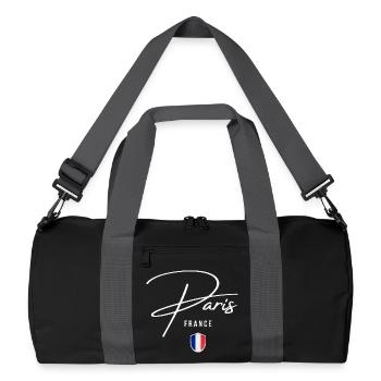 Paris France, design élégant Paris - Sac de sport recyclé - noir/gris graphite - Devant