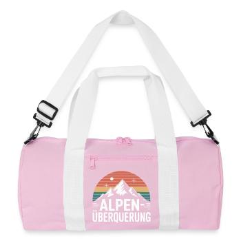 Alpen Überquerung Retro Berge Wandern - Recycelte Duffel Bag - Rosa/Weiß - Vorne