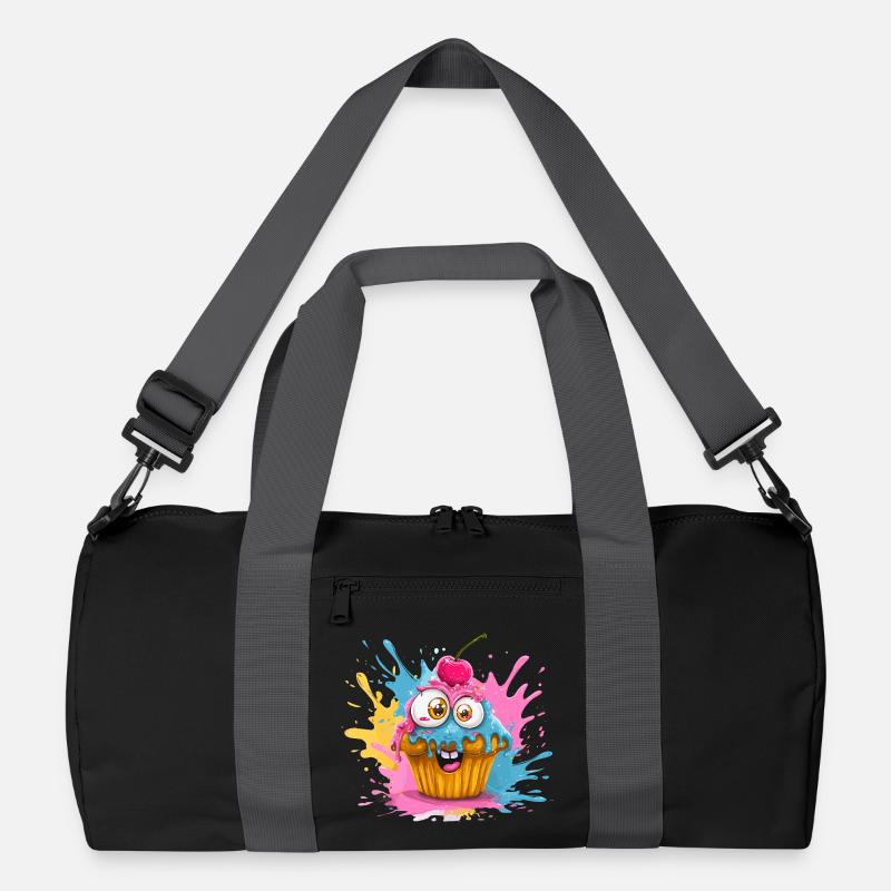 Bunter Cupcake mit Glubschaugen Recycelte Duffel Bag