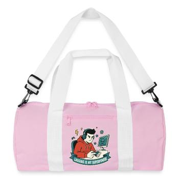 Lagging is my superpower - Recycled Duffel Bag - pink/white - Front
