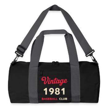 Vintage 1981 – Baseball Club Retro Birth Year - Recycled Duffel Bag - black/graphite grey - Front