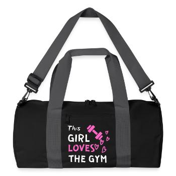 Girl loves gym - Recycelte Duffel Bag - Schwarz/Graphitgrau - Vorne