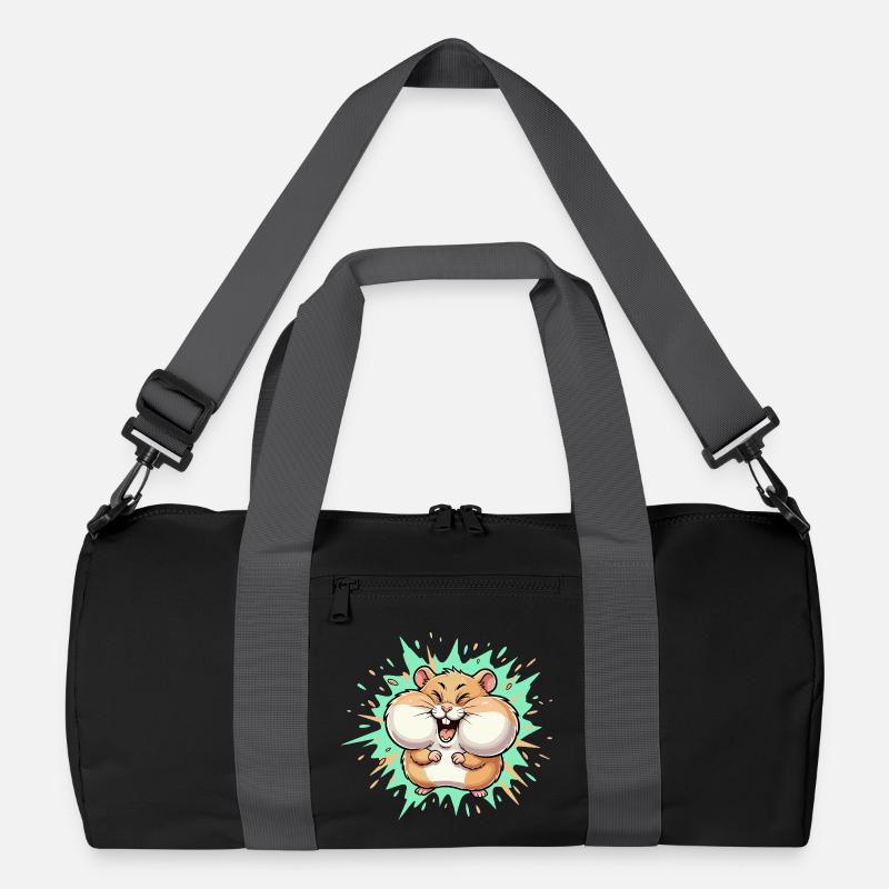Kuschelhappy Hamster Lachkick - Recycelte Duffel Bag - Schwarz/Graphitgrau