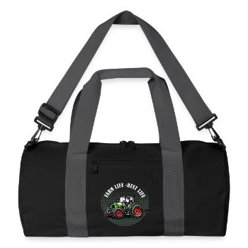 Farm Life – Green Tractor Vintage Halftone - Recycled Duffel Bag - black/graphite grey - Front