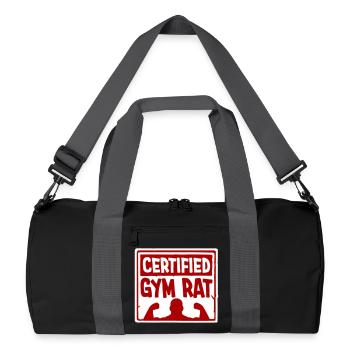 Certified Gym Rat Funny Fitness Training Saying - Recycled Duffel Bag - black/graphite grey - Front