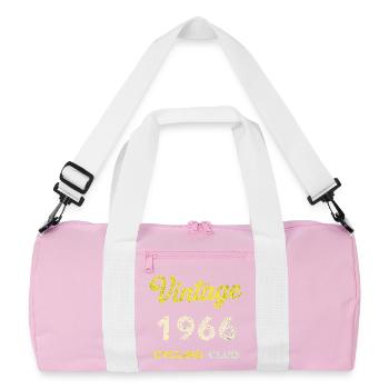 Vintage 1966 – Cycling Club Retro Birth Year - Recycled Duffel Bag - pink/white - Front