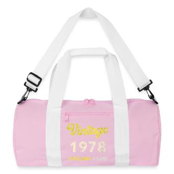 Vintage 1978 – Cycling Club Retro Birth Year - Recycled Duffel Bag - pink/white - Front