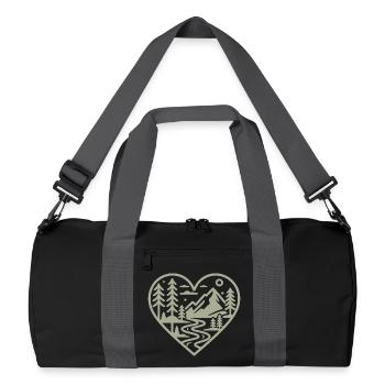 Heart Shape Landscape with Mountains & River - Recycled Duffel Bag - black/graphite grey - Front