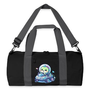 Kawaii Dino in the Space Rover - Recycled Duffel Bag - black/graphite grey - Front