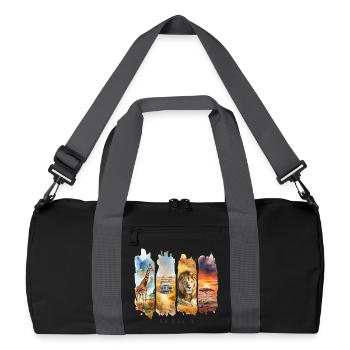 Motif de voyage en Afrique – Safari Wildlife Design - Sac de sport recyclé - noir/gris graphite - Devant