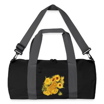 Van Gogh Sonnenblumen | Freigestellte Sonnenblumen - Recycelte Duffel Bag - Schwarz/Graphitgrau - Vorne