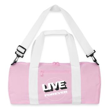 LIVE FOREVER - Recycelte Duffel Bag - Rosa/Weiß - Vorne