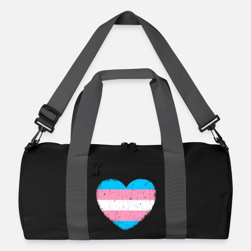 Trans* Herz | Im Vintage-Style - Recycelte Duffel Bag - Schwarz/Graphitgrau