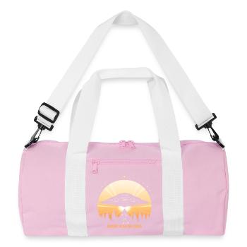 Ancient Alien Influence – UFO Orion Pyramid - Recycled Duffel Bag - pink/white - Front