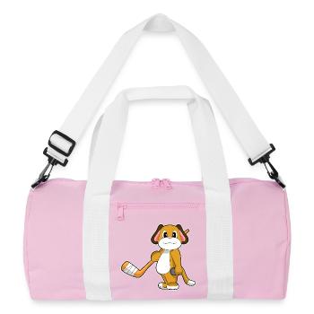 Hund Eishockey Eishockeyschläger - Recycelte Duffel Bag - Rosa/Weiß - Vorne