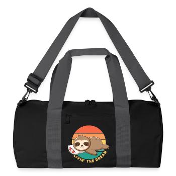 Funny Happy Lazy Sleeping Sloth Livin' the Dream - Recycled Duffel Bag - black/graphite grey - Front