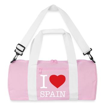 I LOVE SPAIN - Recycelte Duffel Bag - Rosa/Weiß - Vorne
