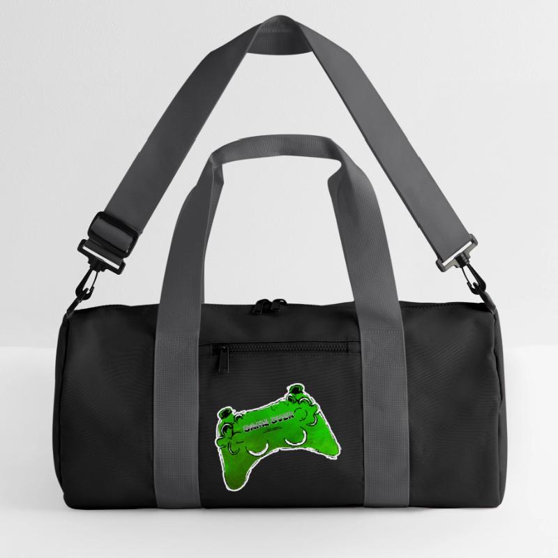 green comic controller with text GAME OVER Recycled Duffel Bag