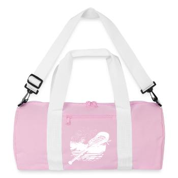 Lacrosse Stick Graphic - Recycled Duffel Bag - pink/white - Front
