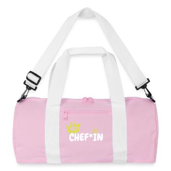Chef*In Grafiti Krone, Stern - Recycelte Duffel Bag - Rosa/Weiß - Vorne