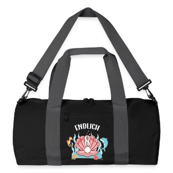 Seashell Birthday Motif Finally 8 Years Girl - Recycled Duffel Bag - black/graphite grey - Front