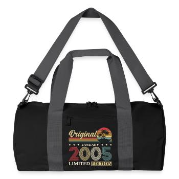 21. Geburtstag Original Januar Jahrgang 2005 - Recycelte Duffel Bag - Schwarz/Graphitgrau - Vorne