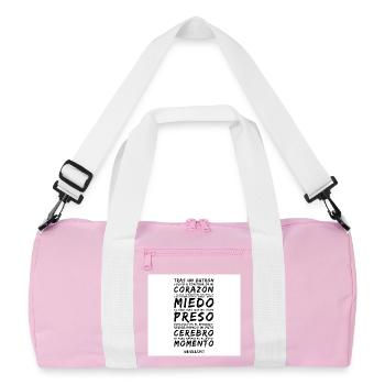 Herz und Angst im Vers - Recycelte Duffel Bag - Rosa/Weiß - Vorne