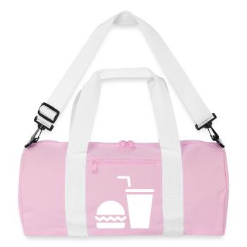 Fast Food, Burger, Imbisswagen - Recycelte Duffel Bag - Rosa/Weiß - Vorne